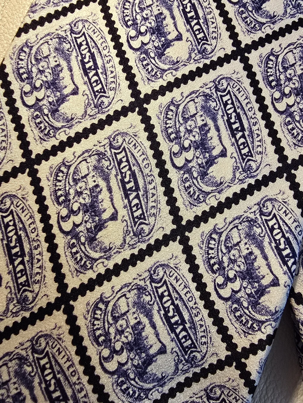 Museum Artifacts Men's 3 Cent US Pictorial Locomotive Stamp Silk Necktie